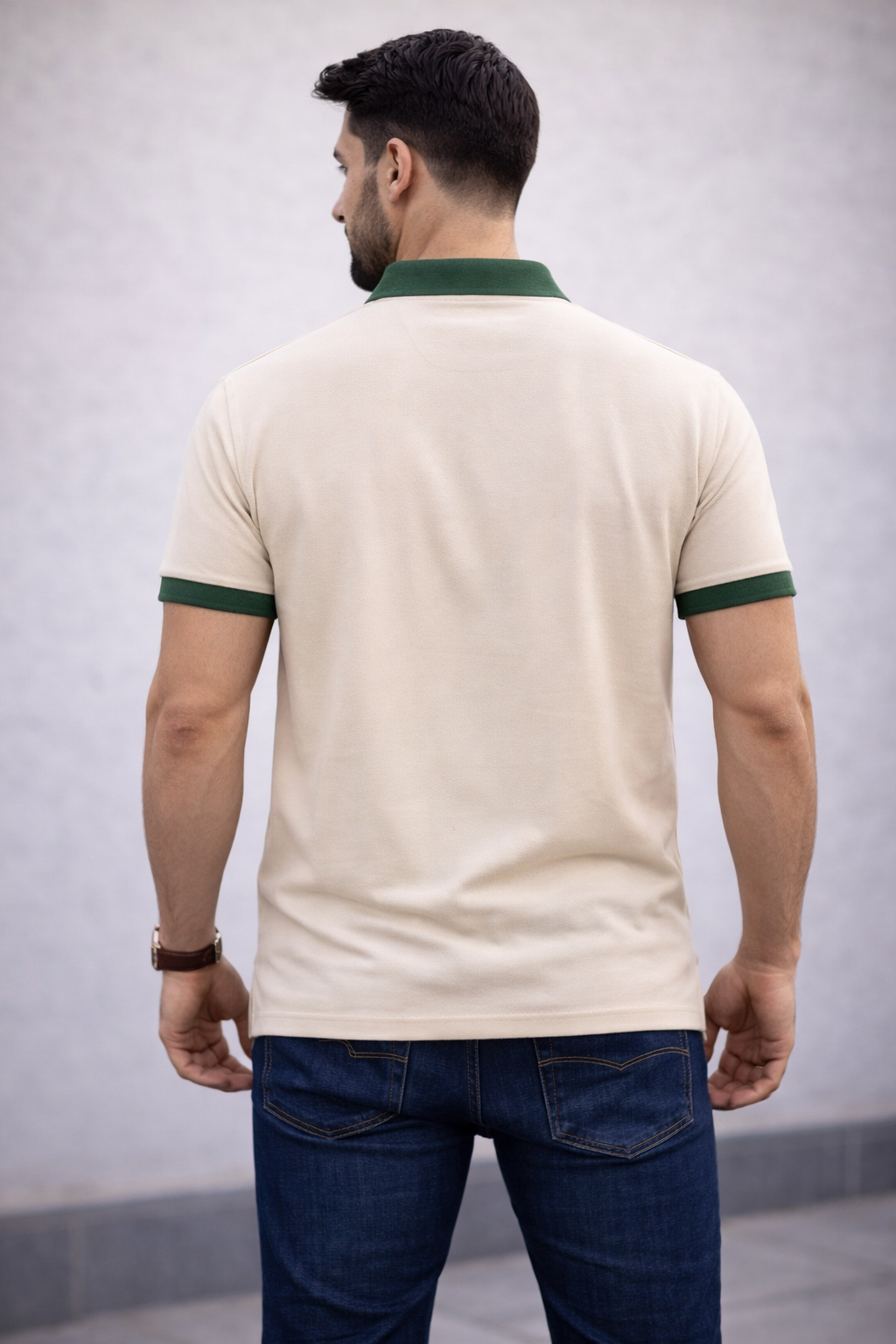 Cream Premium Poly Knit Polo T-Shirt