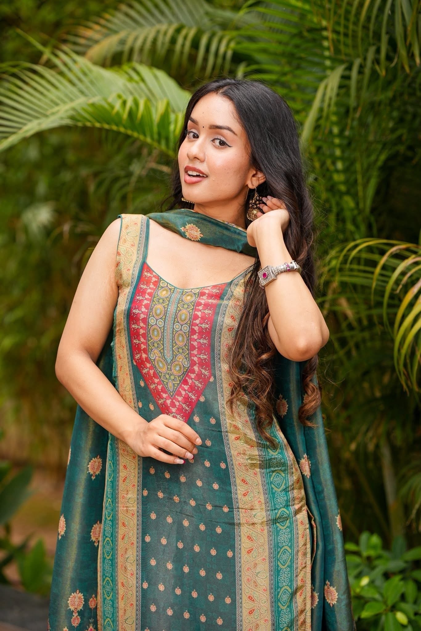 Rama Zarna Silk Printed Kurti Set