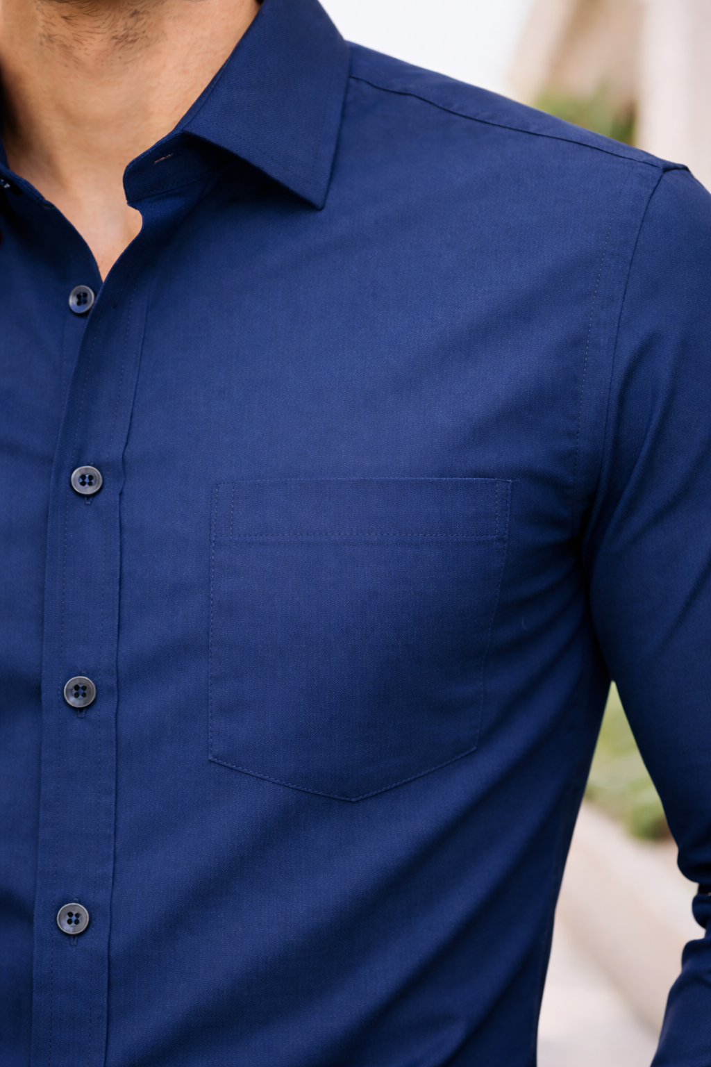 Men’s Navy Blue PC Cotton Blend Shirt