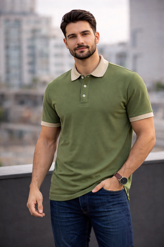 Olive Green Premium Poly Knit Polo T-Shirt