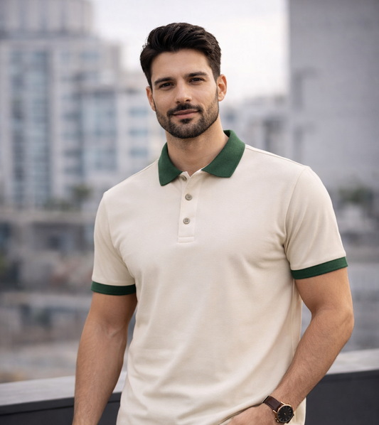 Cream Premium Poly Knit Polo T-Shirt