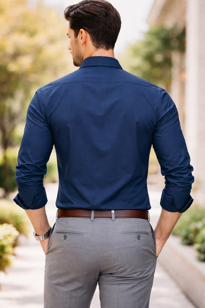 Men’s Navy Blue PC Cotton Blend Shirt