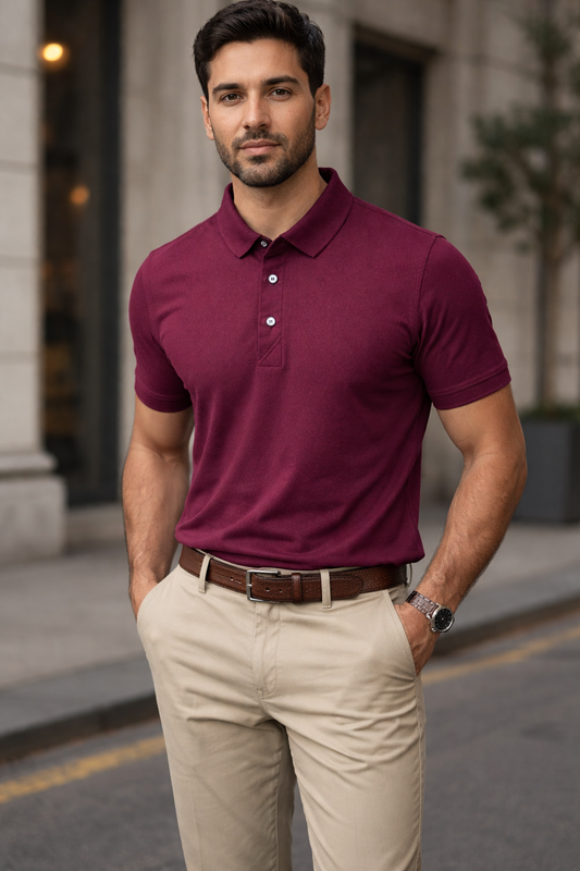 Maroon Premium Poly Knit Polo T-Shirt
